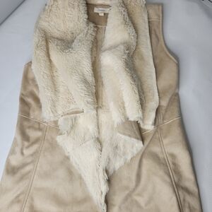 Freeway Vest Women's Medium Sleeveless Faux Fur Faux Suede Soft Zippers Y2K
